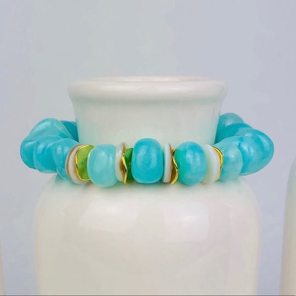 Ashley Jane Milan Jewelry - AGATE | Teal Turquoise Mother of Pearl Bracelet